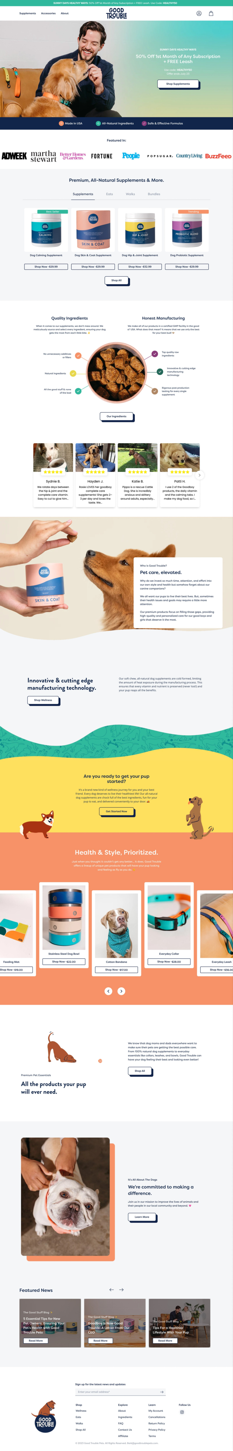Good Trouble Pets website