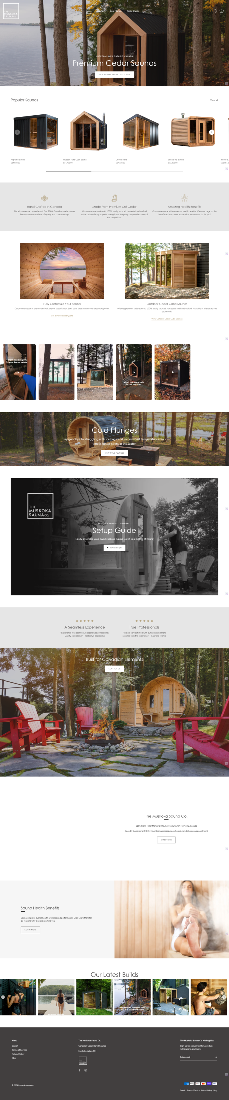 The Muskoka Saunaco website