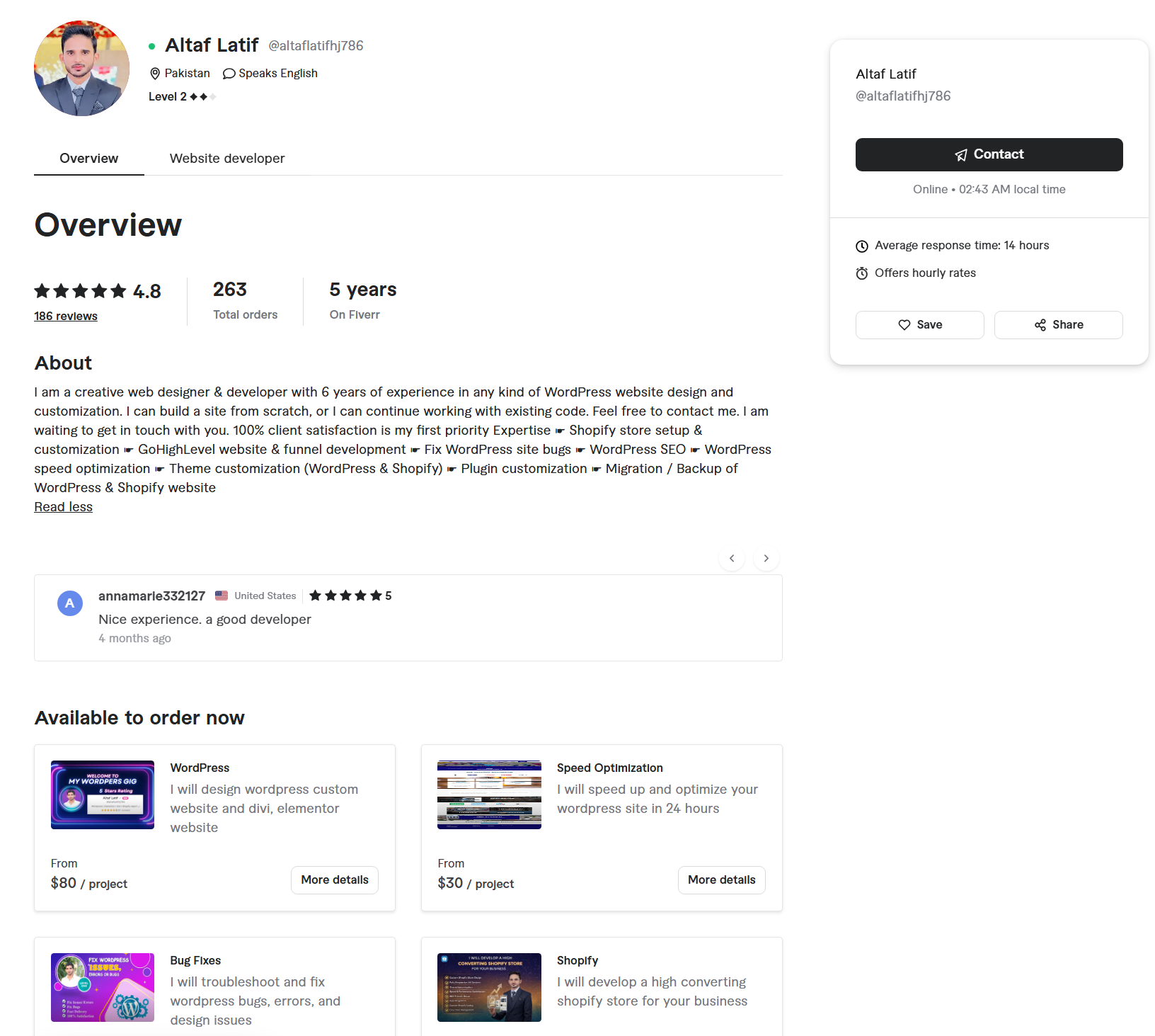 Fiverr Profile Screenshot
